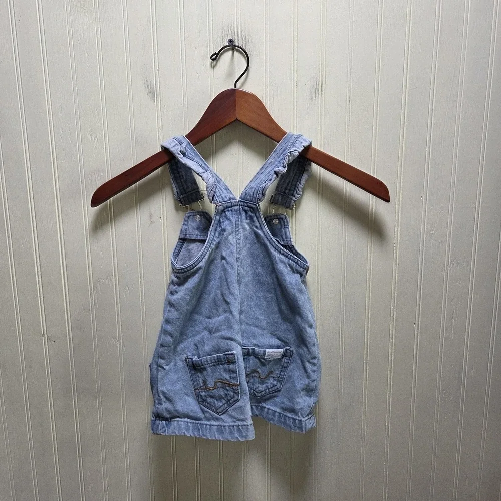 7 For All Mankind Overall Dress Girls 18-24 Months Blue Denim Pocket Jumper